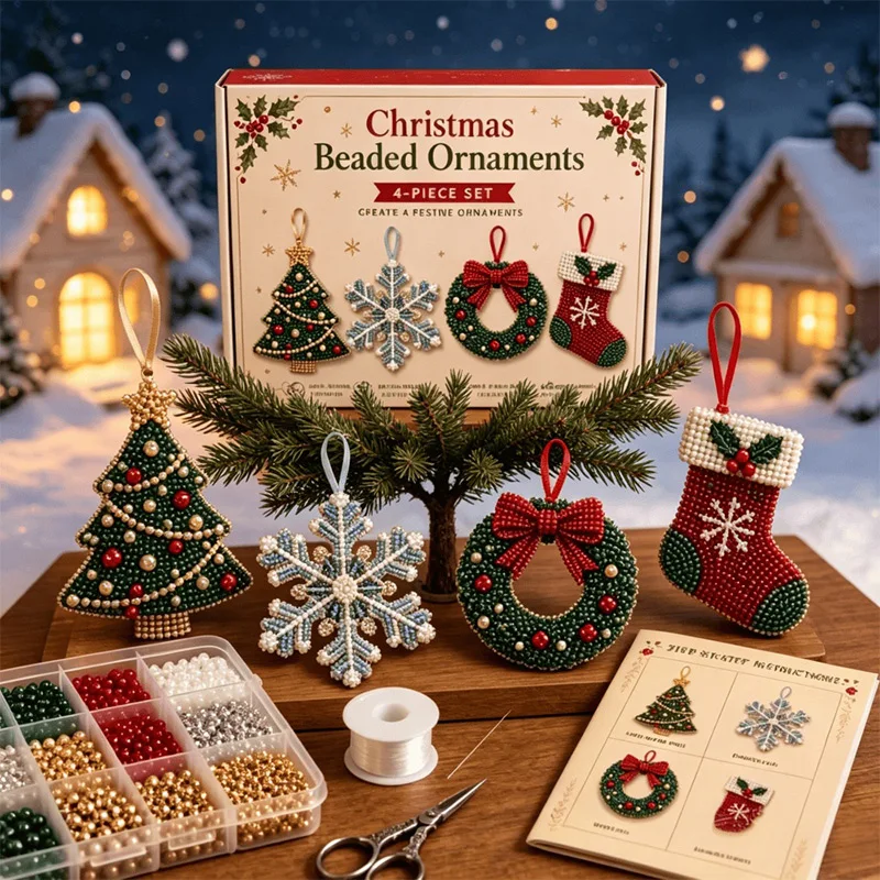 Christmas Beaded DIY Kit Ornaments Christmas Trees Snowflakes Diy Beading Kit Festival Handmade Gifts Home Decoration Ornaments
