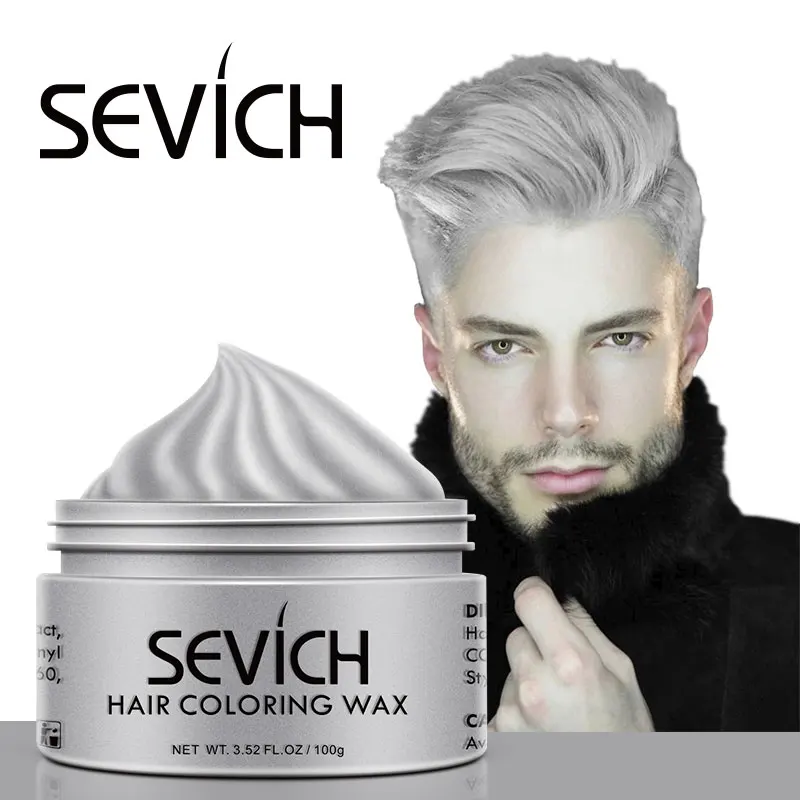 Sevich Temporary Hair Color Wax Men Diy Mud One-Time Molding Paste Dye Cream Hair Gel for Hair Coloring Styling Silver Grey 120G