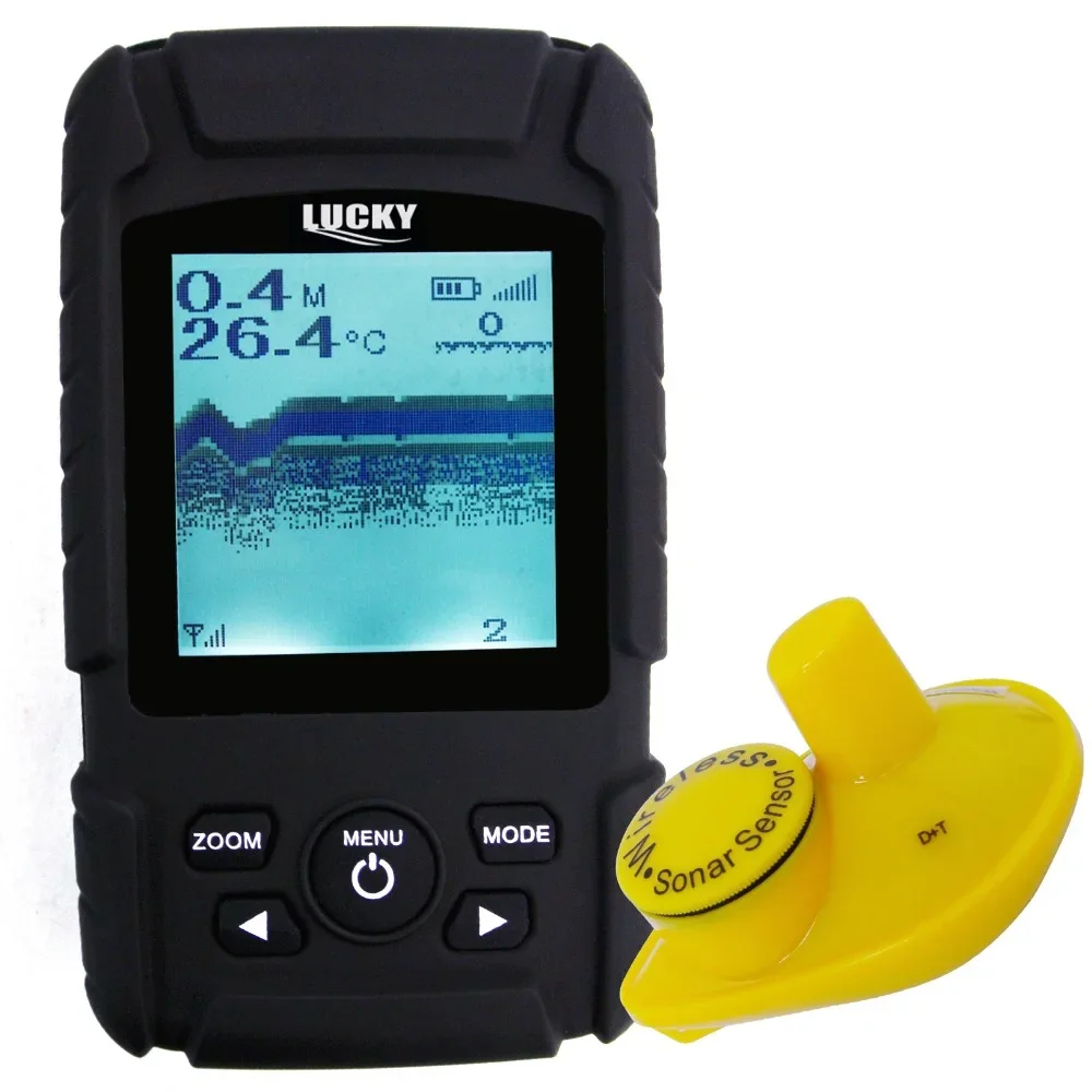 

LUCKY Rechargeable Battery Waterproof Wireless Fishfinder/ Fish 2-131FT Sensor 125kHz Sonar Frequency Bottom Contour