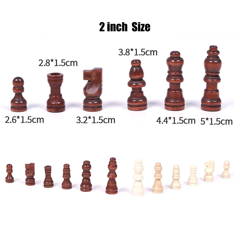 32pcs Wooden Chess Pieces Complete Chessmen International Word Chess Set Chess Piece Entertainment Accessories Multiple sizes