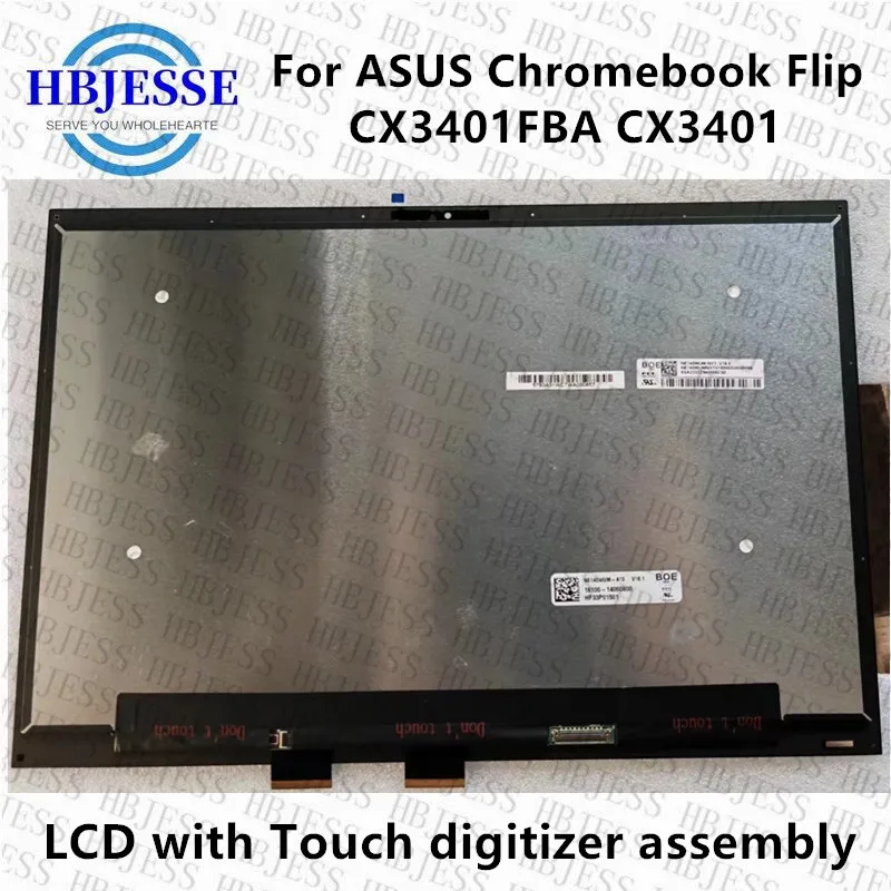 For ASUS Laptop Chromebook Flip CX3401FBA CX3401 Touch SCREEN NE140WUM-NX1 1920x1200 40pins 144HZ LCD SCREEN ASSEMBLY