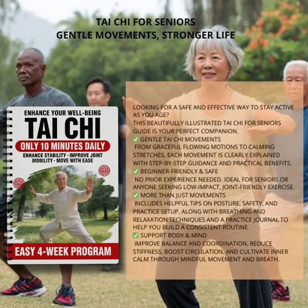 Spiral-Bound Tai Chi Practice Book 10 Minutes Daily Self-Study Martial Arts Exercise Manual Illustrated Progressive Daily