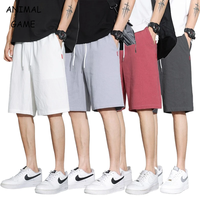 Neue Herren Baumwolle Klassische Kurze Hosen Kordelzug Sommer Elastische Taille Shorts Atmungsaktive Leichte Jogginghose Streetwear