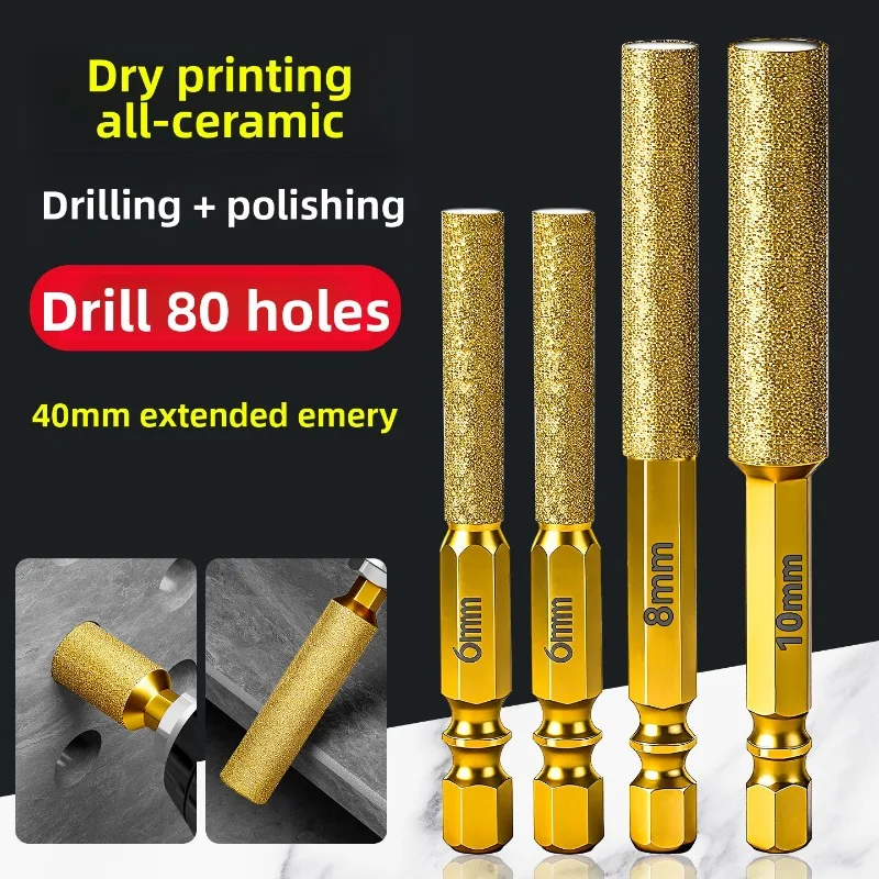 

Diamond Hex Dry Drill Bit for Porcelain Tile, No Water Needed, Brazed Grinding Bit for Cordless Drills