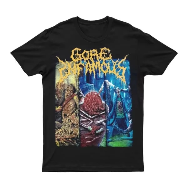 2025 جديد GORE INFAMOUS مطبوع للجنسين موضة الشارع بأكمام قصيرة من القطن الخالص