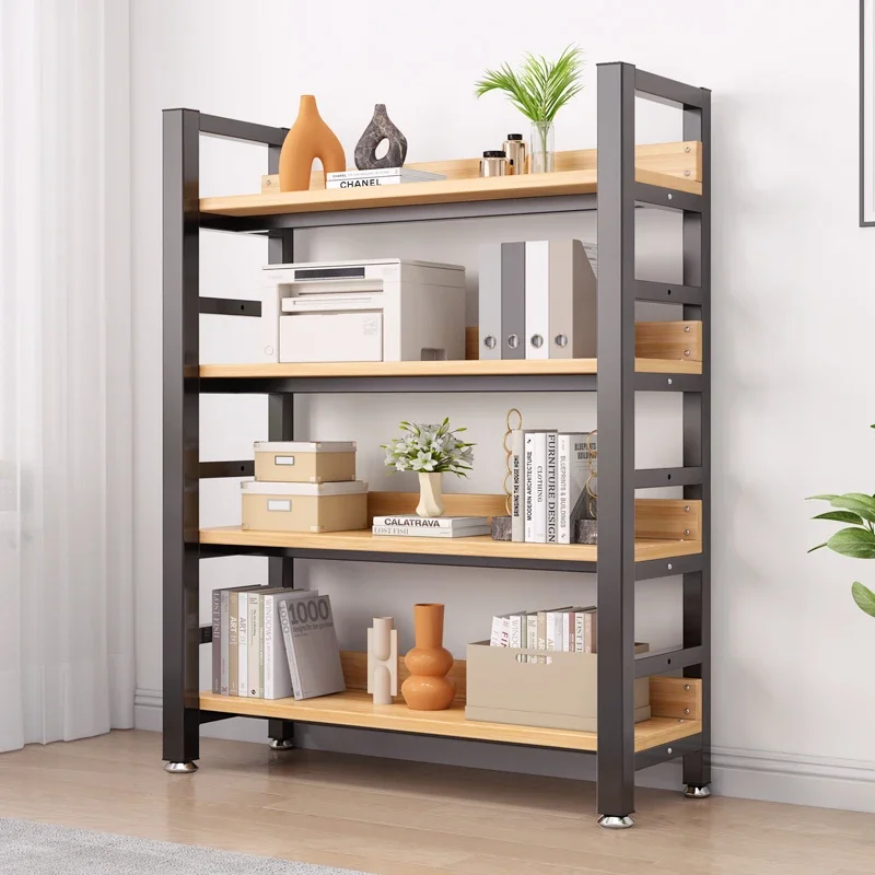 Storage shelves Steel and wood household bookcase display iron art multi-layer storage rack deepen storage rack