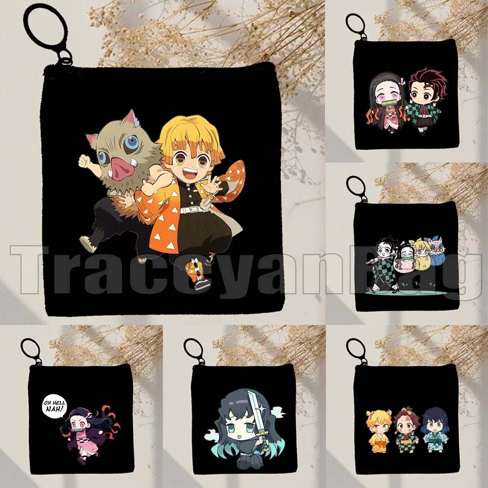 

Demon Slayer Anime Kimetsu Kamado Nezuko Girl Inosuke Muichiro Tokito Tangiro Canvas Coin Purse Square Key Card Bag Wallet Pouch
