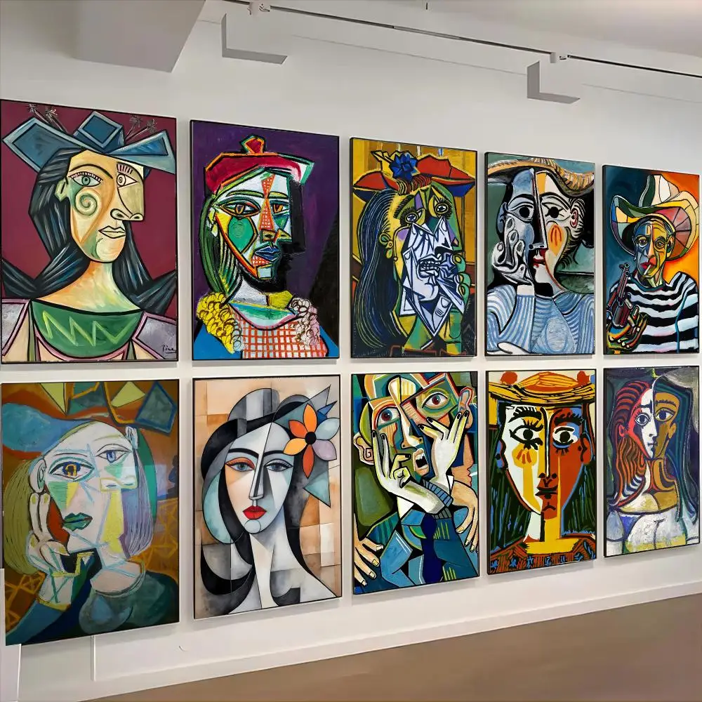 Abstract P-Picasso Art Classic Poster HD Art Stickers Self-Adhesive Painting Modern Home Decor For Bedroom Wall Decals Gift