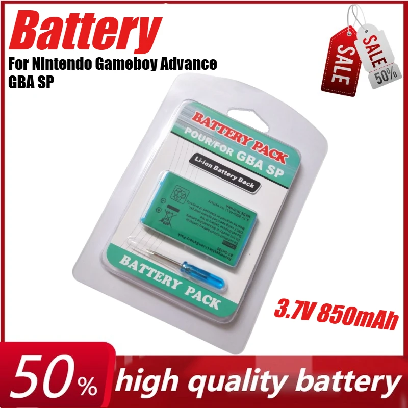 

3.7V 850mAh Lithium Battery Rechargeable Batteries with Screwdriver for Nintendo Gameboy Advance GBA SP