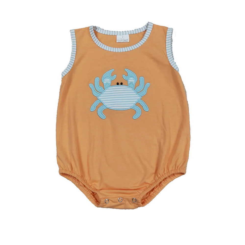 

9.2 летние комбинезоны для маленьких мальчиков с вышивкой, комбинезоны без рукавов с крабами для маленьких мальчиков