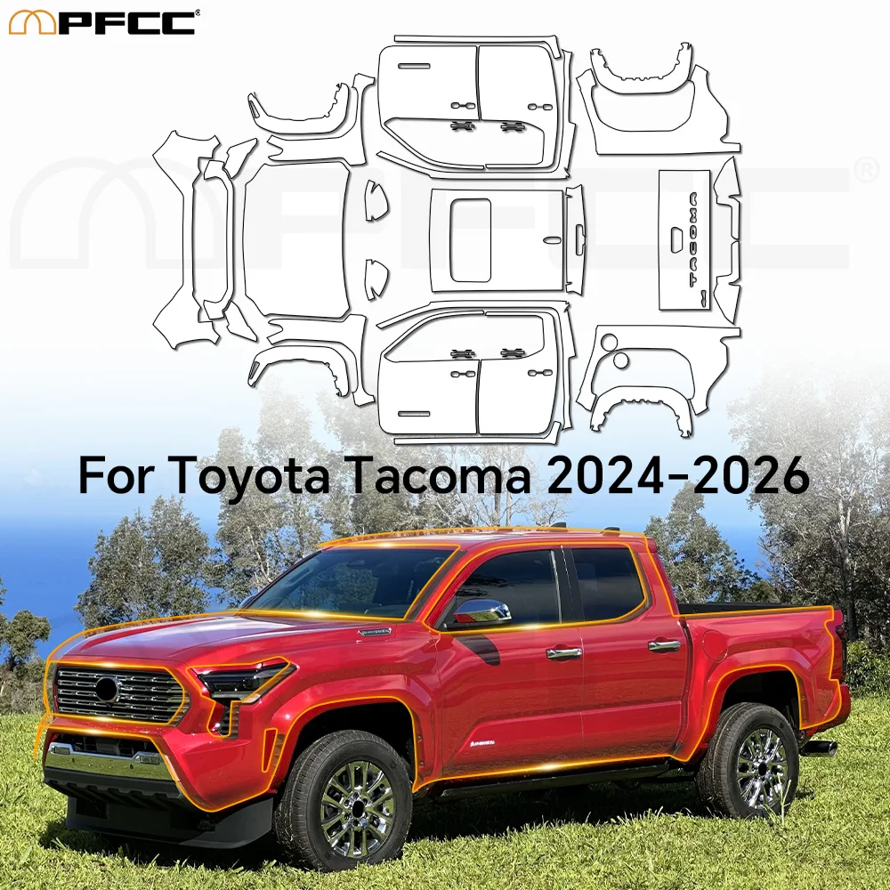 

Для Toyota Tacoma 2024-2026: Полная защитная пленка PPF для автомобиля, предварительно вырезанная, устойчивая к царапинам, прозрачная TPU пленка PPF, автомобильные аксессуары