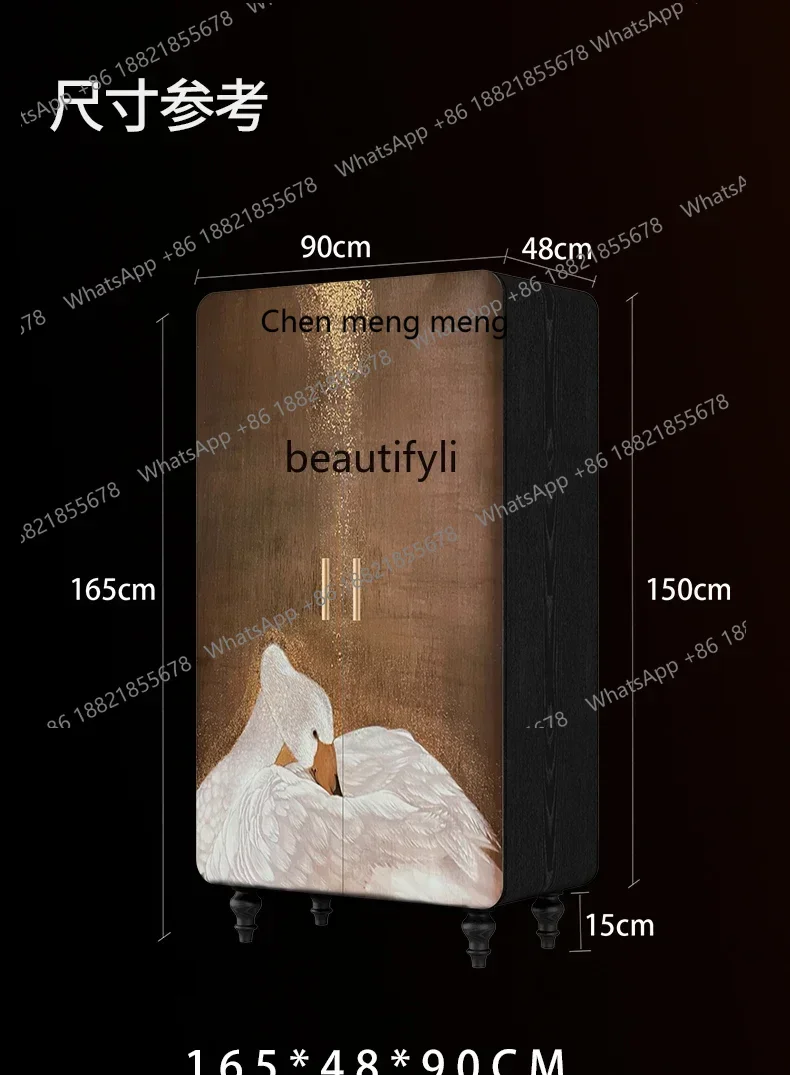 zq1French خزانة ملابس كلاسيكية من الخشب الصلب الخالص خزانة ملابس فاخرة بباب مزدوج وخزانة متكاملة خالية من التركيب #6