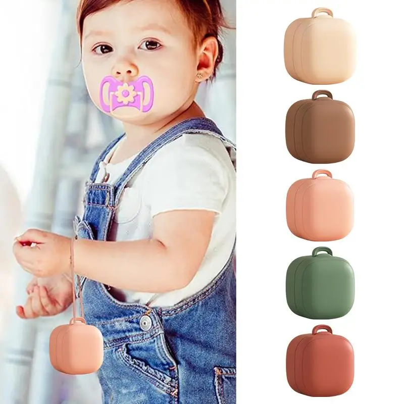 Pacifier Holder Case Baby Silicone Pacifier Holder Baby Travel Portable Soother Container Box Food Grade Nipple Case Accessories