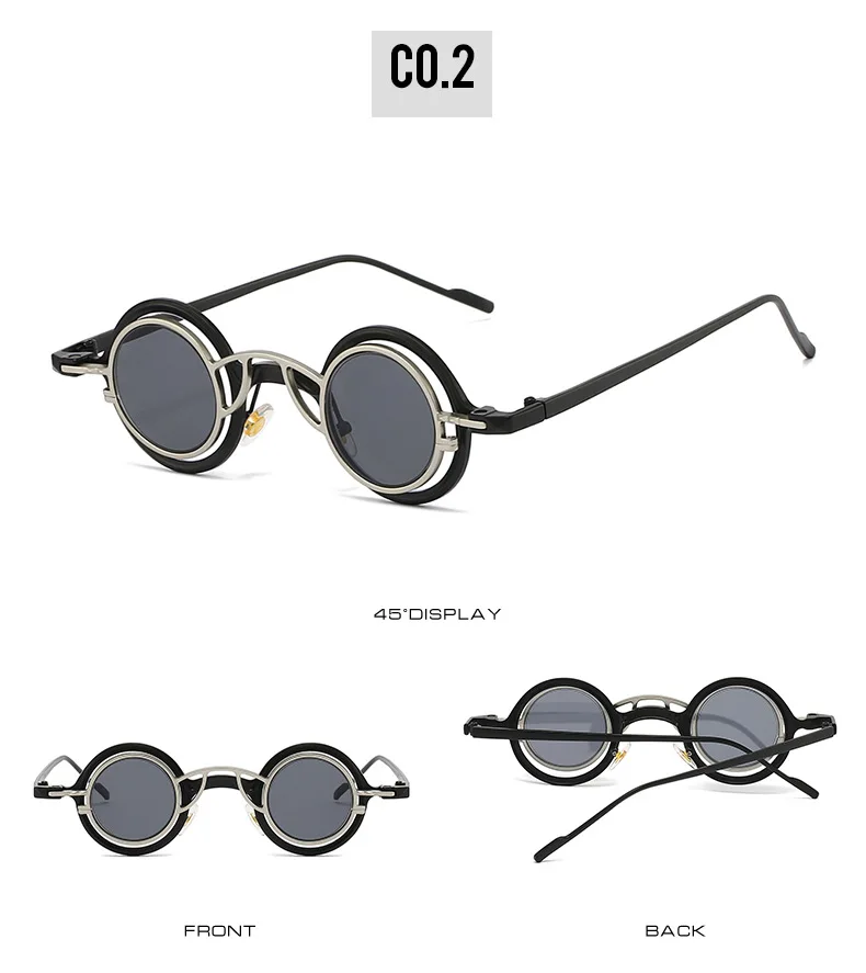 Neue Runde Sonnenbrille Unisex Frauen Männer Steampunk Brille Persönlichkeit Hip-hop Mode Sonnenschutz UV400 Kleine Brillen – Detail 8
