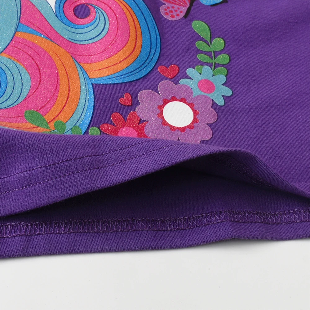 DXTON Zomer Rechte kinderjurk Fly Sleeve Kids Katoenen zonnejurk Eenhoorn Bloem Gedrukt Vakantie Kinderen Meisjes Casual Jurken