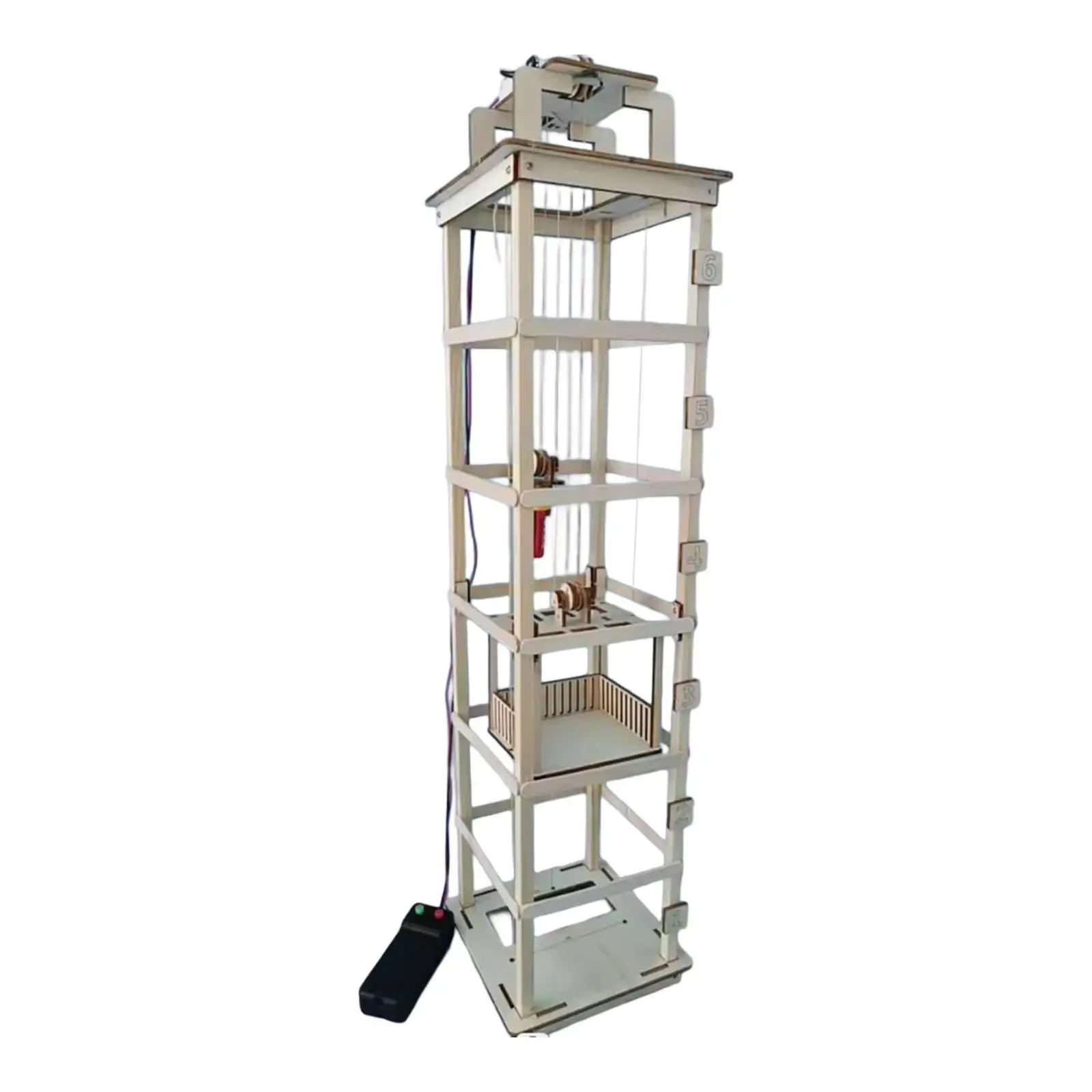Wooden Elevator Model Educational Toy Self Assembly Science Building Kit Electric Elevator Toy for Boys Girls Birthday Gift