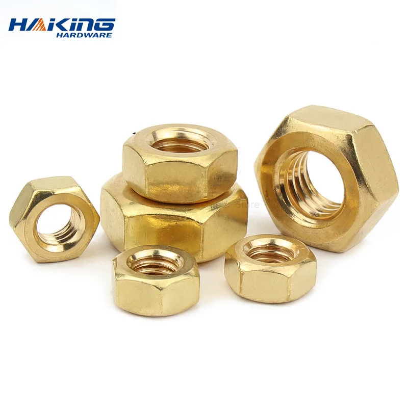 DIN934 M1.2 M1.4 M1.6 M2 M2.5 M3 M4 M5 M6 M8 M10 M12 M14 M16 Brass Nut Copper Hexagonal Nuts Brass Hex Nuts high strength