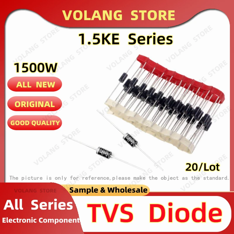 20PCS/LOT 1500W DO-201 TVS Diode 1.5KE250CA 250V 1.5KE300A 1.5KE350CA 1.5KE400A 1.5KE440CA 1.5KE480CA 1.5KE510A 1.5KE540CA 540V