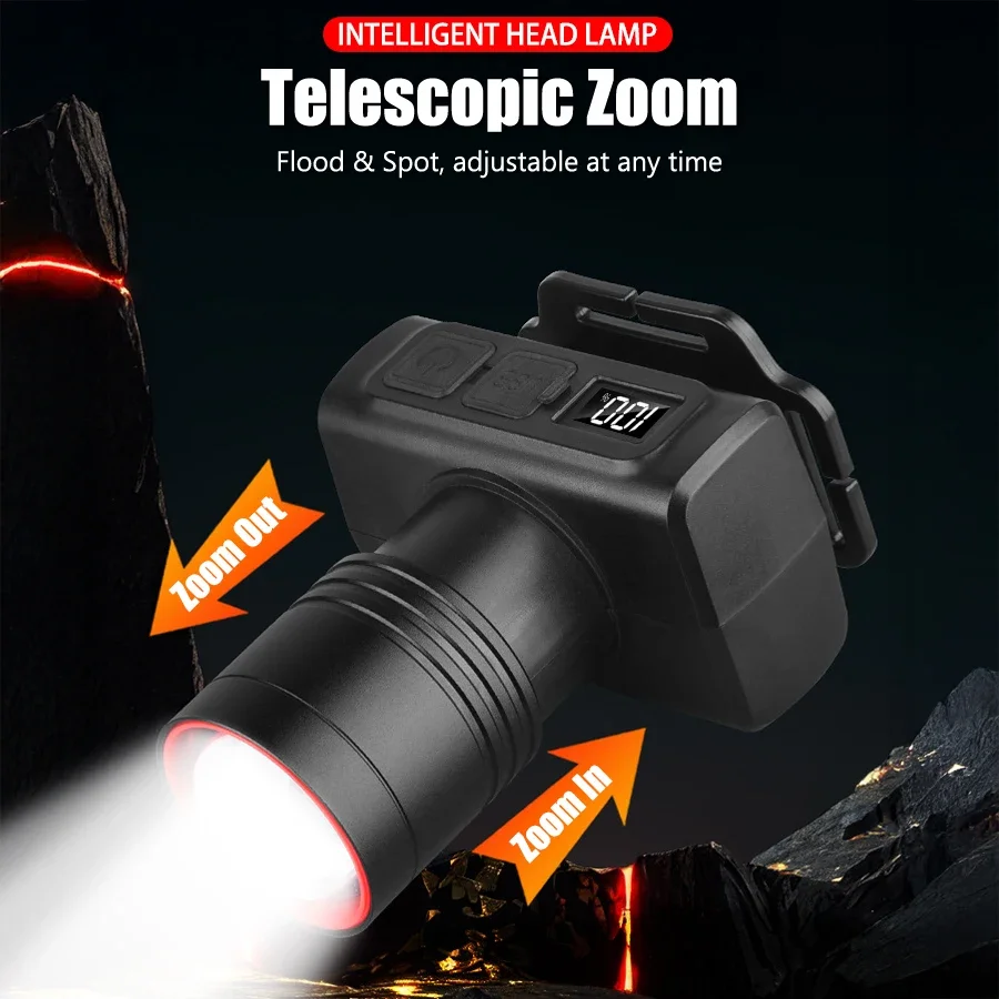 Super Bright LED Headlamp RechargeableHead Light Motion Sensor Front Led Head Flashlight Waterproof Outdoor Camping Flashing