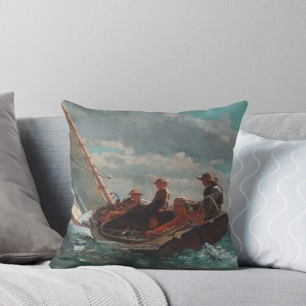 Breezing Up: A Fair Wind (High Resolution), Winslow Homer Throw Pillow Cushion Covers For Living Room pillow