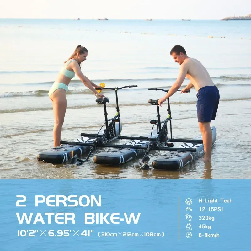 Spatium New Design Inflatable 2 Person Water Bike Pedalo Pedal Boat Floating Bicycle For Sale