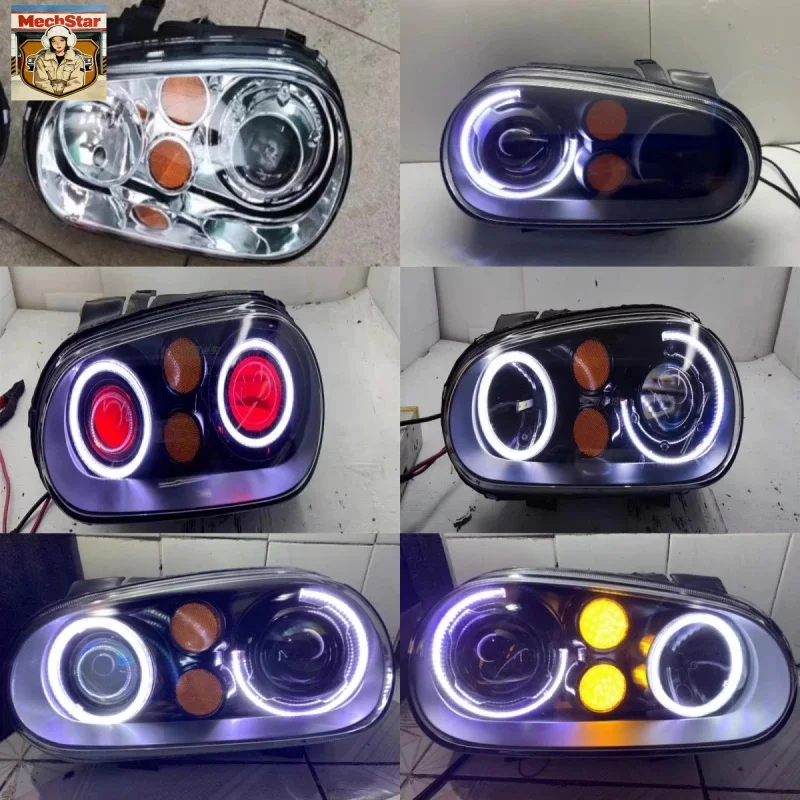 

For LED Lens Headlight Assembly for Volkswagen vw Golf 4 Modified Angel Eye Daytime Running Light Head Lamp One Pair