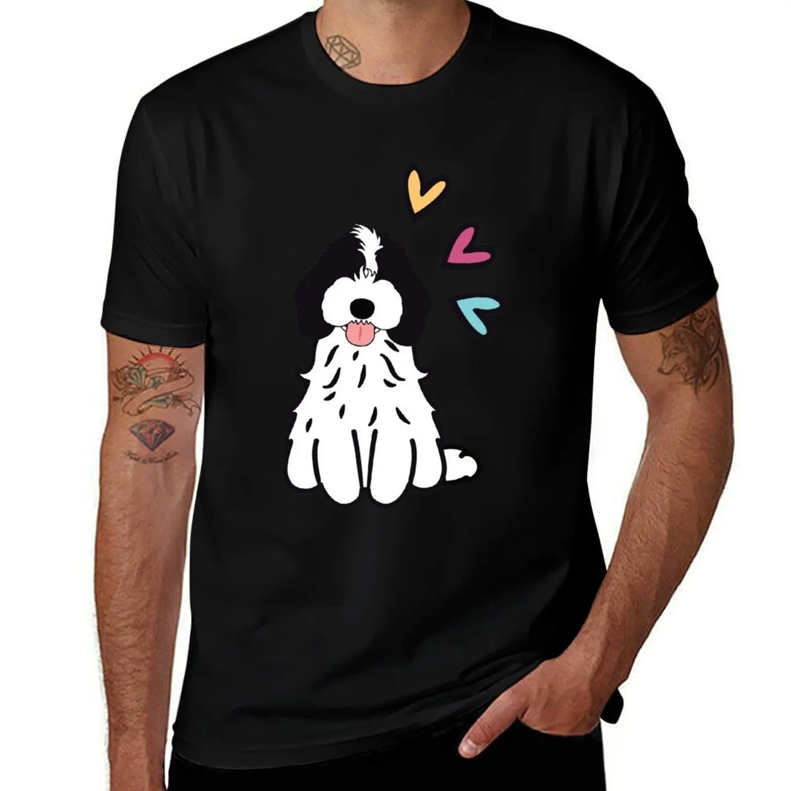 LOVE Black and White Cockapoo Cavapoo Cavoodle T-Shirt Casual All Match Short Sleeve T-Shirt