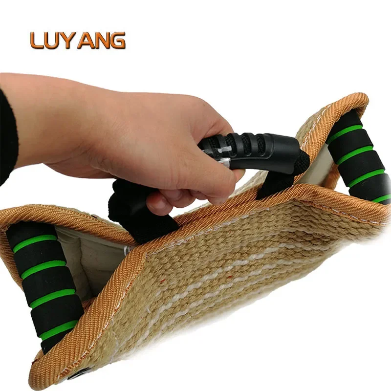 Dog training coarse hemp bite pillow belt handle triangular bite target big dog bite pillow dog training supplies Daquan