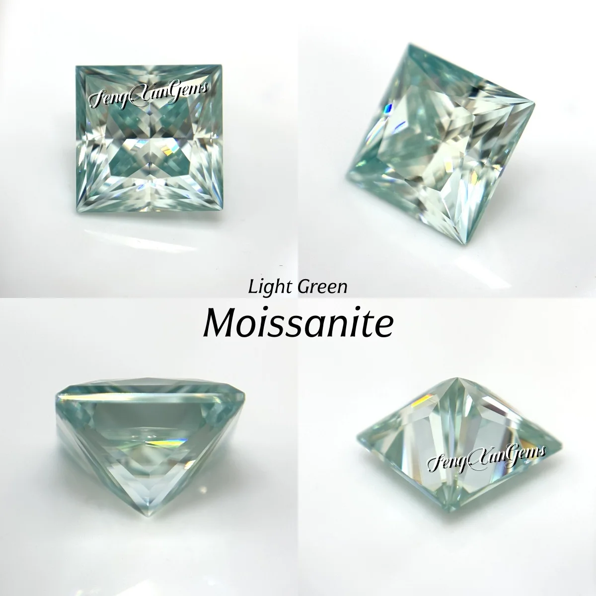 

Original Light Green Moissanite Loose Gems Princess cut 0.3~6ct with GRA Certificate Pass Diamond Test Jewelry Material Making