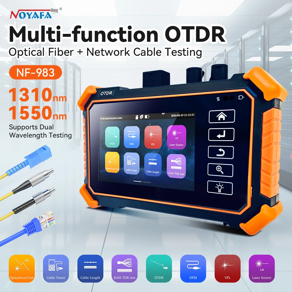 NOYAFA 4 Inch OTDR Tester Active fibe Fiber Optic Reflectometer with VFL OLS OPM Event Map 24/26dB for 100km Fiber Tester