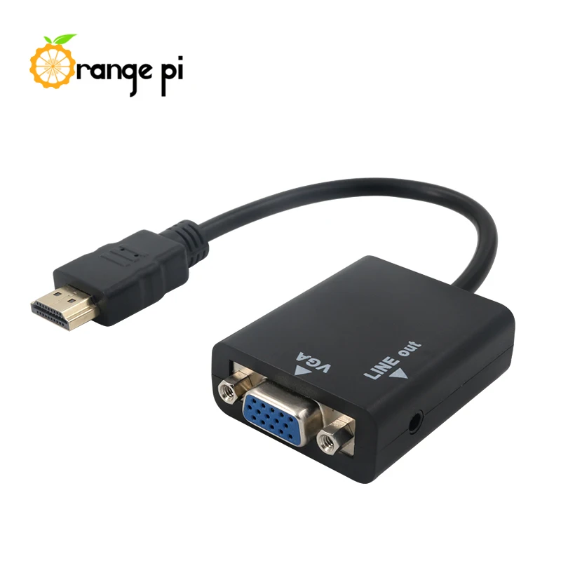 Cable naranja Pi HDMI a VGA de 17cm, línea de transmisión anti-interferencias, funciona con Monitor de hasta 720P
