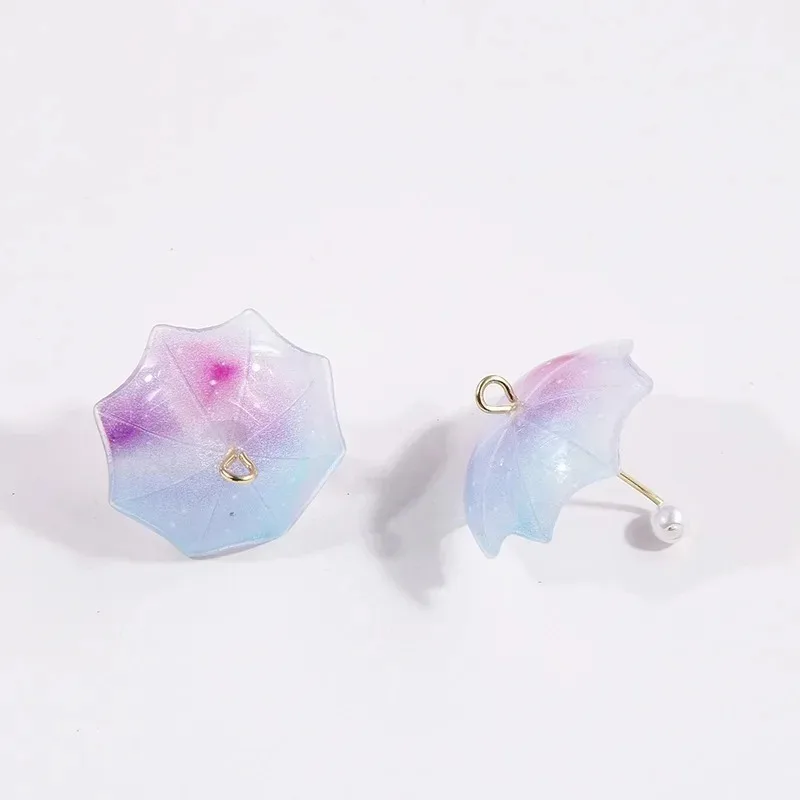 6Pcs 3D Cute Beach Umbrella Acrylic Charms Mini Parasol Pendants For DIY Earrings Keychains Korean Sweet Jewelry Making Supplies - view 3