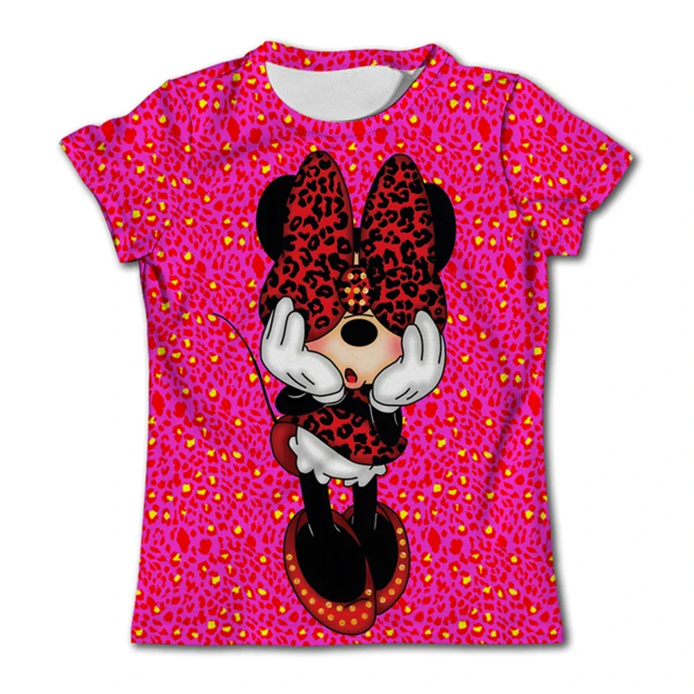 Disney Minnie Mouse t-shirt para meninas, Tops Kawaii para crianças, Camisetas gráficas dos desenhos animados, Engraçado Harajuku bonito, Camiseta da moda, Bonito