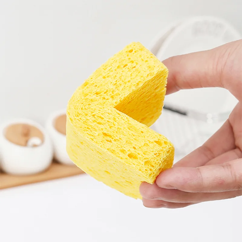 3073 Dishwashing Sponge Natural Wood Pulp Sponge Brush Bowl Washing Pan Sponge Kitchen Washing Tool