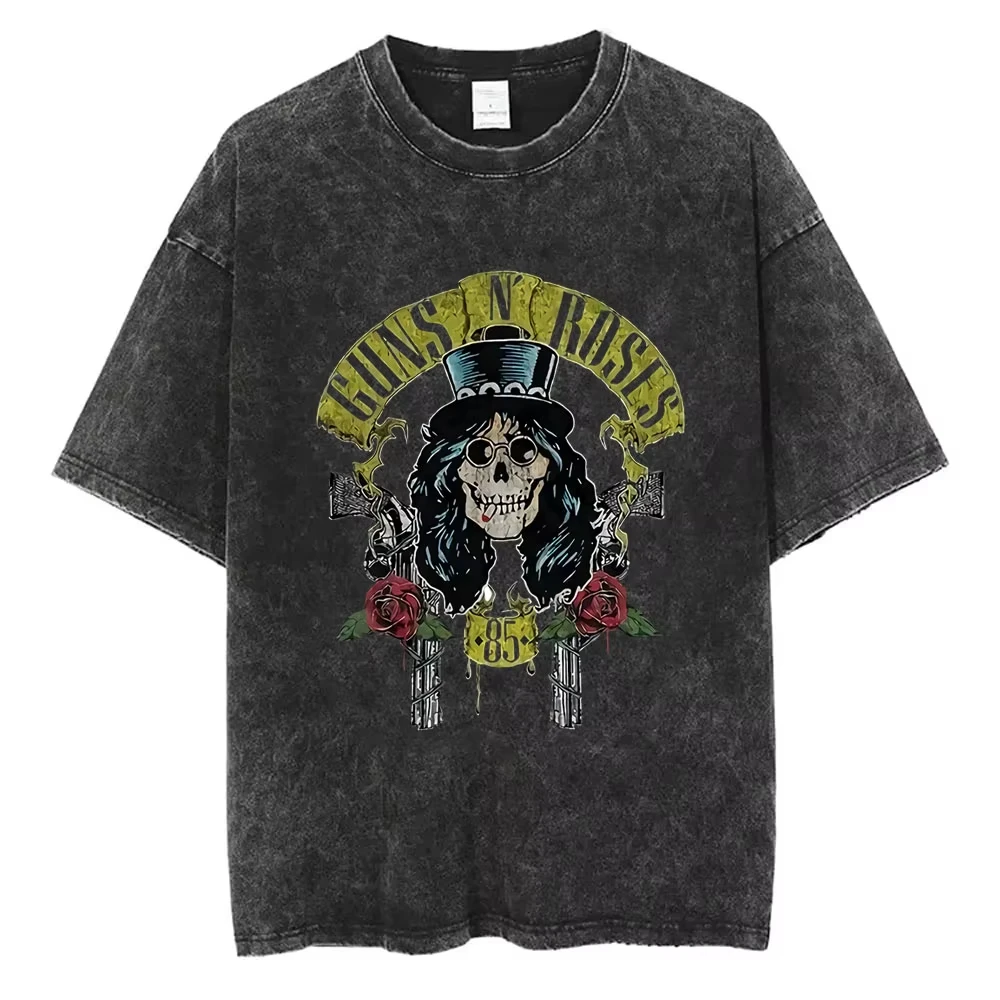 New2026Arrival Mens Clothes Tee Shirt Homme Graphic T-Shirts Men Tshirt for Men Ropa Hombre Guns N Roses Slash 85 Washed Vintage - view 2