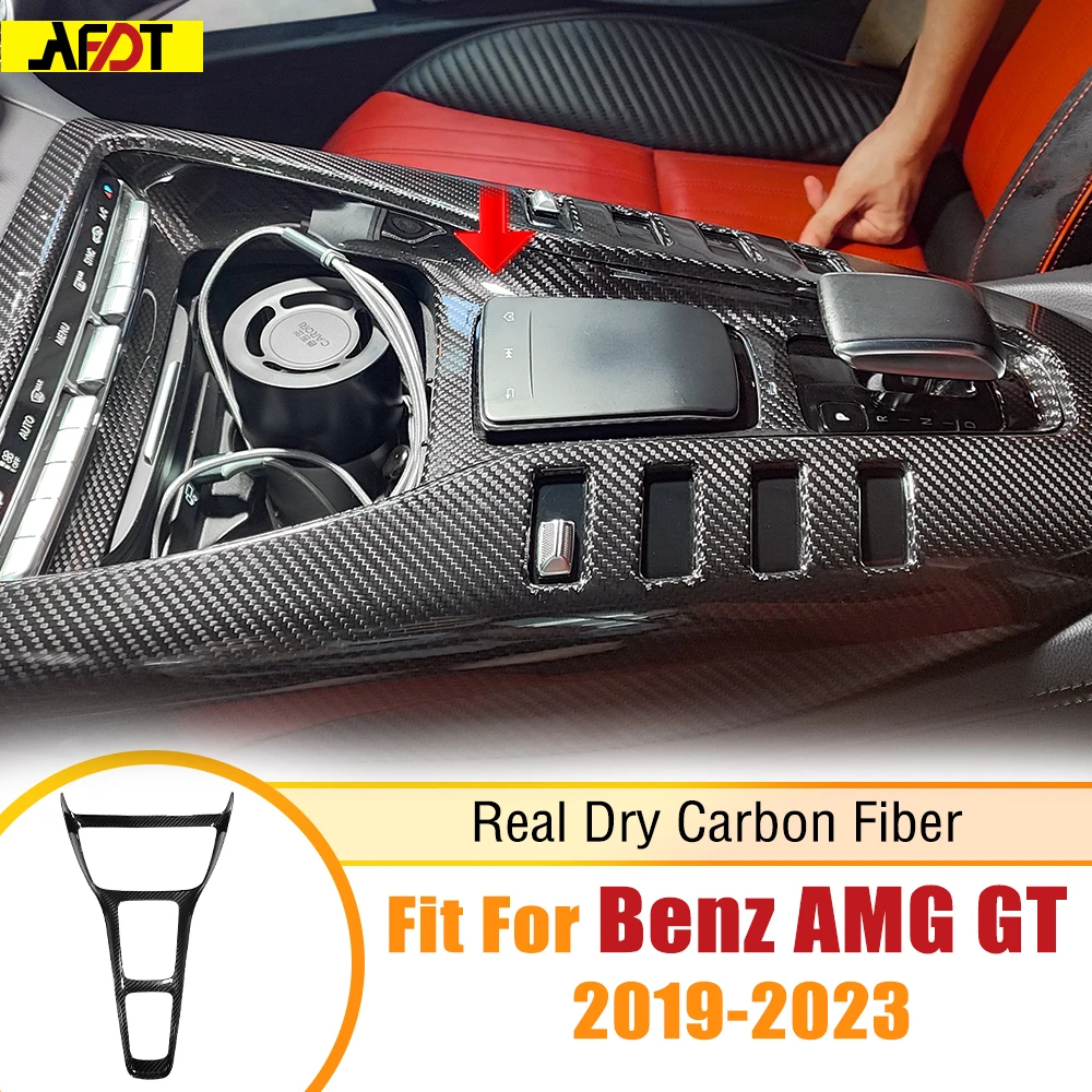 AFDT For Mercedes Benz AMG GT Interior Carbon Fiber GTS GTR C190 R190 2019-2023 Center Console Panel Frame Cover Accessories