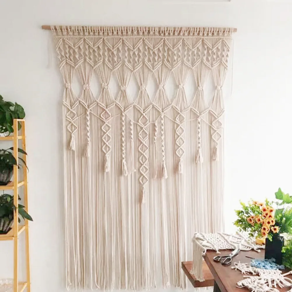 

Bohemian Tapestries Curtain Tapestry Wall Hanging Macrame Woven Door Curtain Divider Dream Catcher for Bedroom Living Room