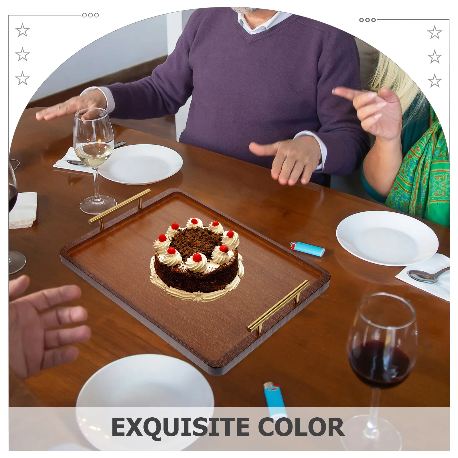 

Bamboo Serving Tray Xl Size With Handles Storage Plate For Snacks Fruits Tea Breakfast Dessert Food Display