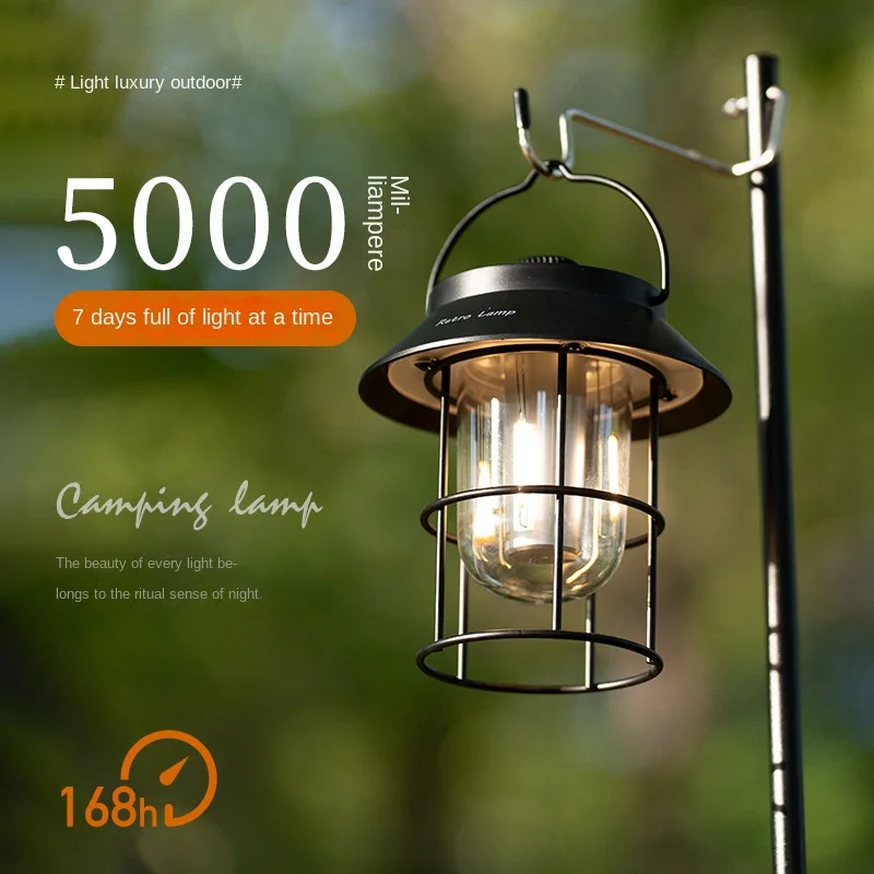 

New Camping Lantern Tricolour Light Everbright Capacity USB Rechargeable Portable Outdoor Barn Lantern