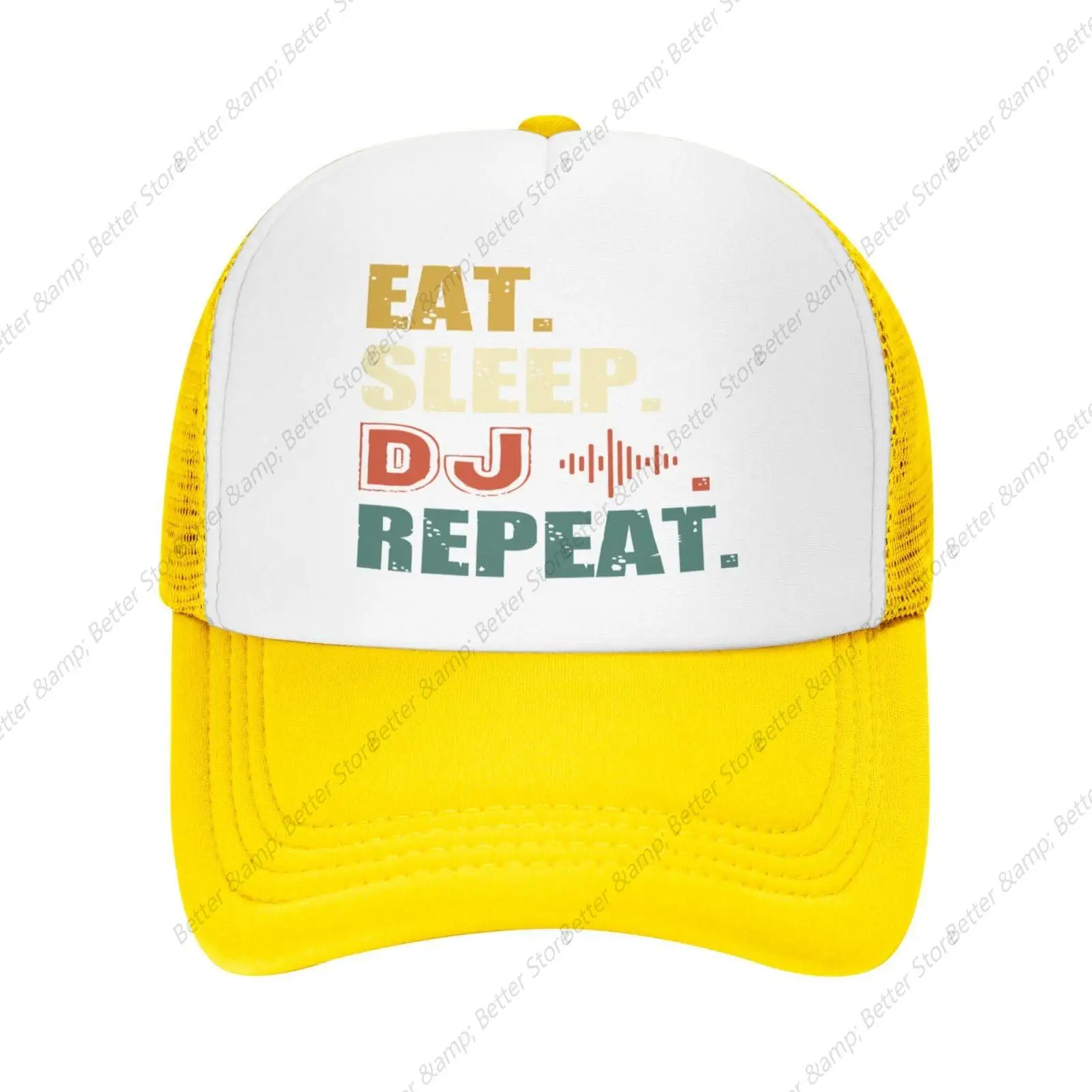 

Eat Sleep Dj Repeat Mesh Cap Men Women Baseball Cap Funny Trucker Hat