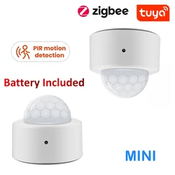 Tuya Zigbee 3,0 Mini Detector de movimiento PIR, Detector de cuerpo humano con Sensor de luminosidad, medidor LUX, alarma de seguridad para el hogar