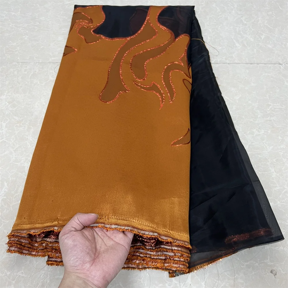 

African Jacquard Brocade Lace Fabric,Embroidery,Evening Dresses,Black,Tulle,Fabrics By The Meter,High Quality,Designer,5 Yards