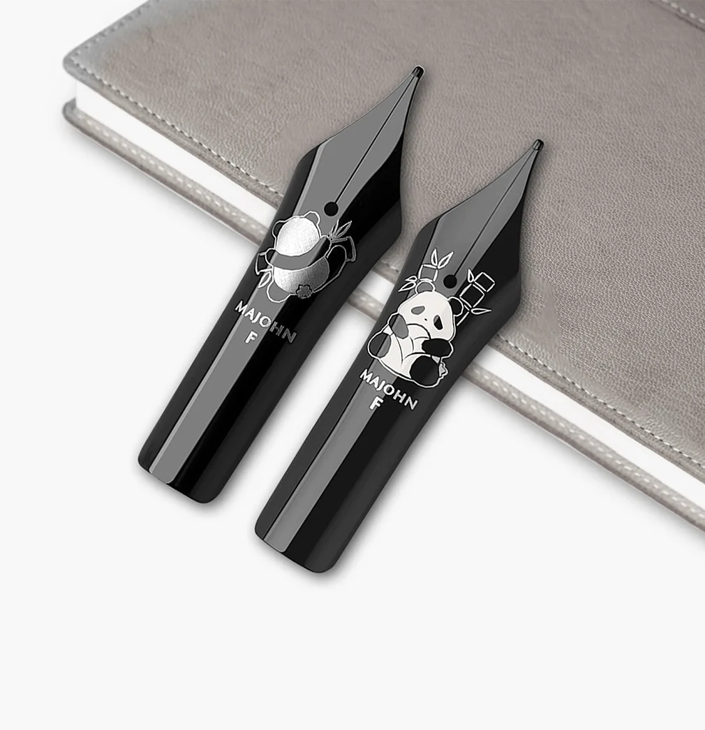 MAJOHN No. 8 #40 Panda Pattern Fountian Pen Nib Gold-plated Black and Blue BOCK Nib Smooth Writing Upgrade for P139/P140