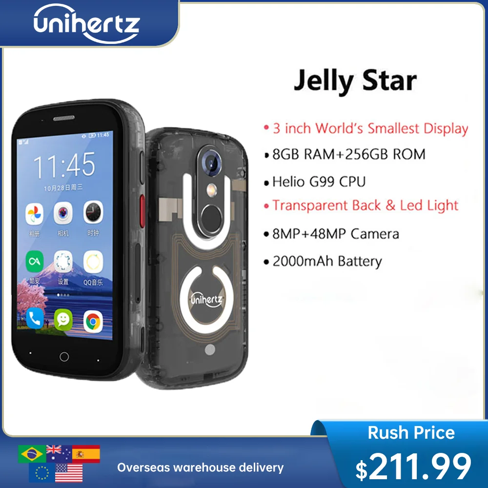 

Unihertz Jelly Star, 4G Android 13 Global Version Smartphone with 8GB + 256GB Dual Nano SIM Bluetooth 5.3 48MP Main Camera OTG