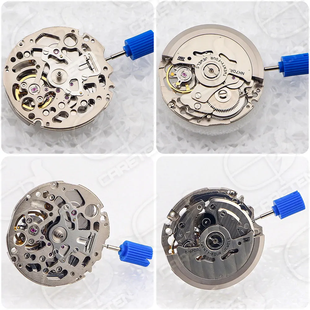 

Japan NH70 NH70A Automatic movement Silver 24 Jewels High Skeleton Accuracy Mechanical Crown nh70 Self-winding Watch movements