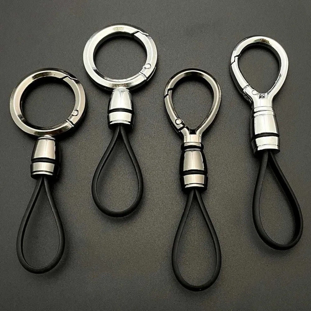 Creative Simple Luxury Leather Rope Metal Pendant Keychain Car Moto Mini Keyring Circle Key Chain Ring Gift