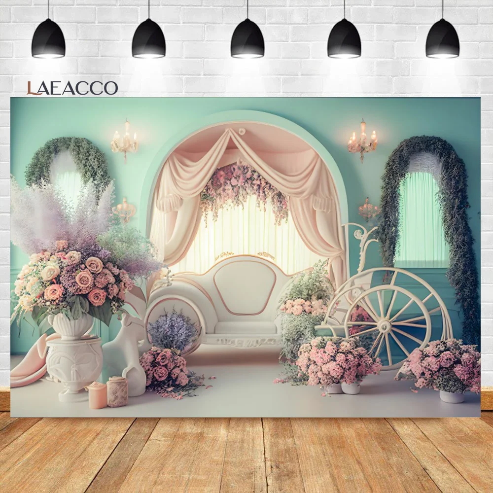 Laeacco Kids Birthday Scene Background Balloons Arch Glitter Stars Newborn Baby Shower Smash Cake Portrait Photography Backdrop