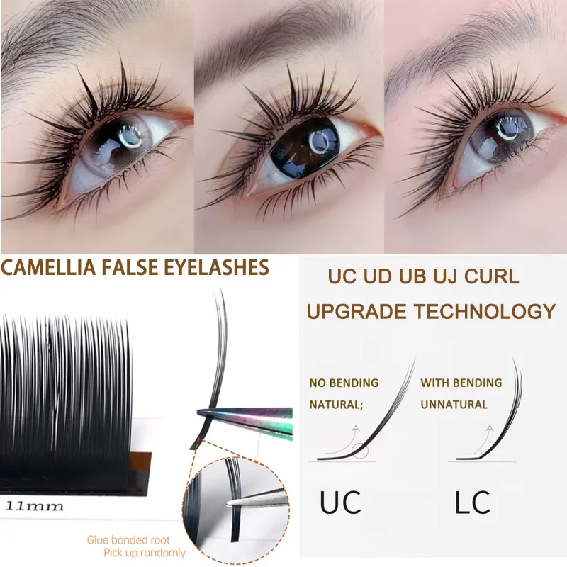 SENSE LASHES 16 Rows UJ UB UC Curl Camellia Eyelash 0.03 0.05 0.07 Cashmere Eyelash Extensions Comic Lashes Individual Lashes