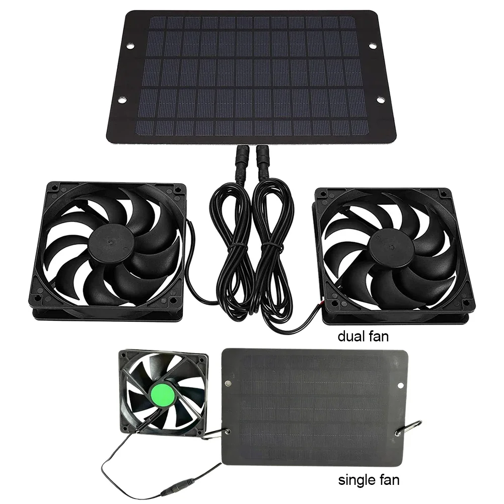 12V 10W Solar Panel Powered Fan IP65 Waterproof Air Extractor Solar Power Controller Silent Fan for Chicken House RV Greenhouse