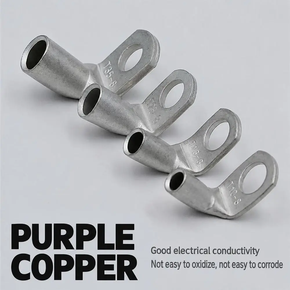 L Shape Right Angle Crimp Terminal 90 Degree Bend Solid Red Copper Copper Cable Lug Tinned Copper M6 M8 M10 M12 Lug
